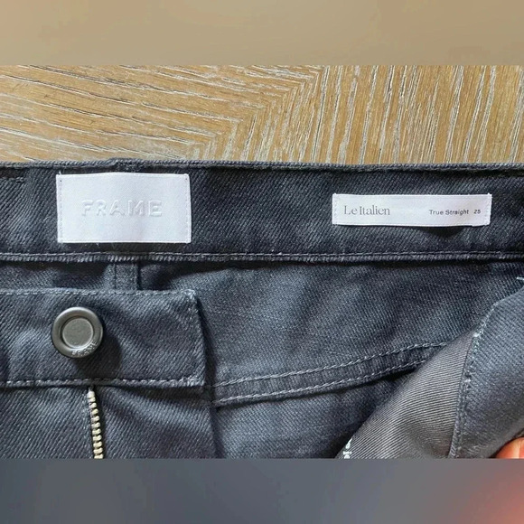 FRAME Noir Le Italien High Waist True Straight Leg Jeans Black Size 25 NWOT $338 - Picture 6 of 9
